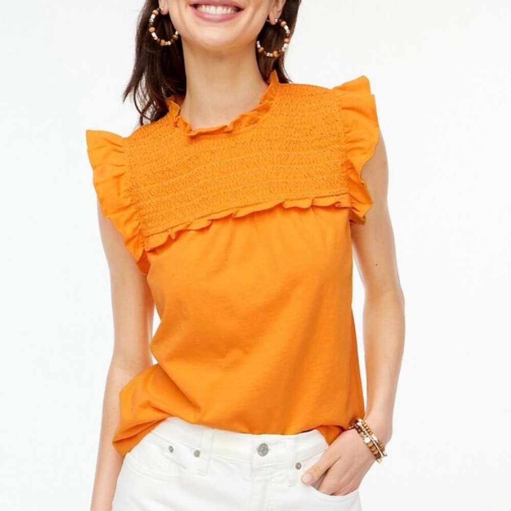 J.Crew Factory | Mustard Yellow Ruffle Trim Smocked Detail Sleeveless Top *NWOT*